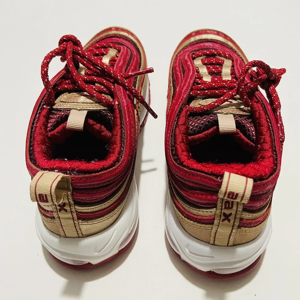 NIKE AIR MAX 97 QS NOBLE RED GOLD BLUR GS 5 Women's 6.5